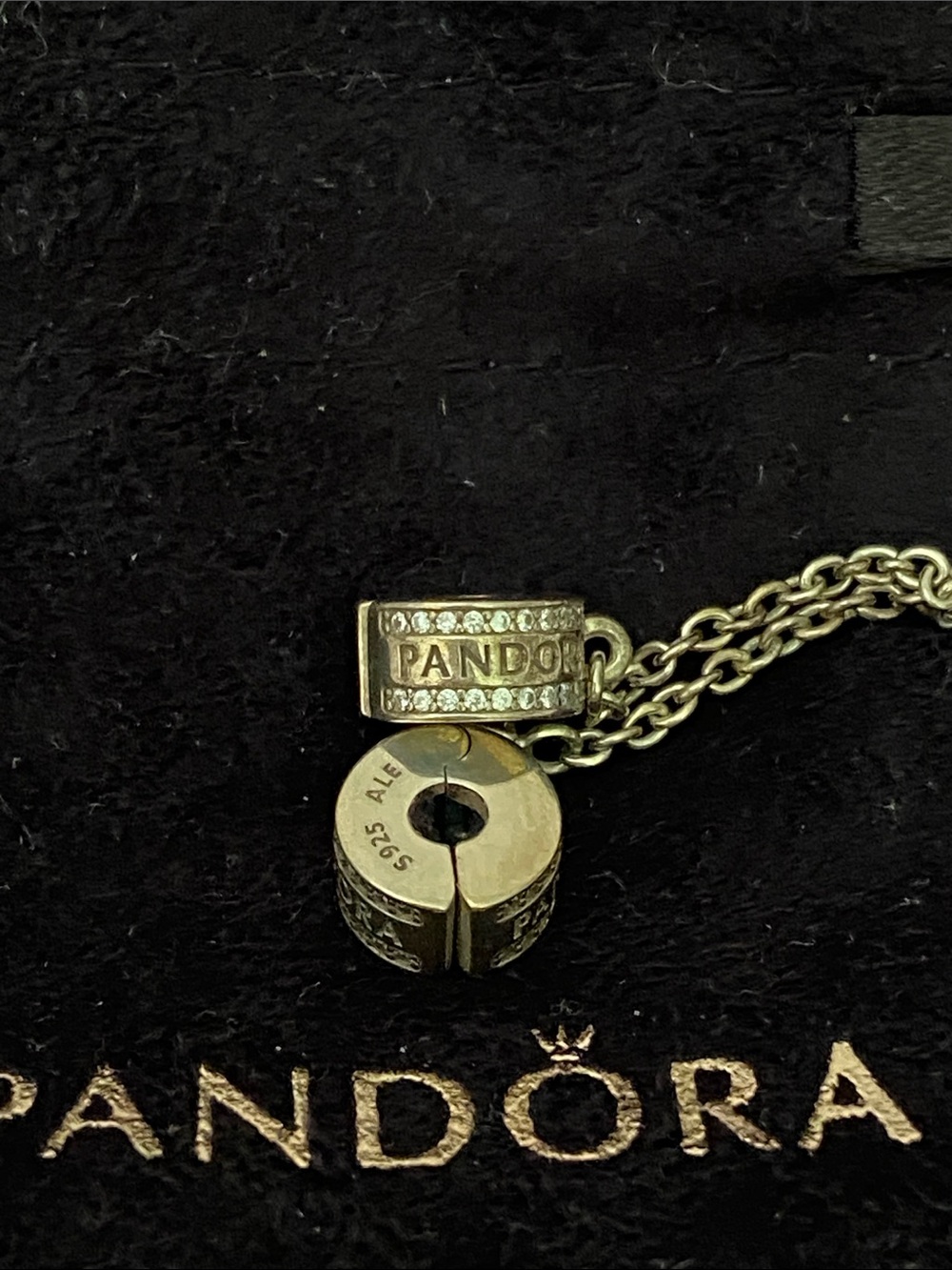 Pandora Gold Tone Safety Chain with Engraved Discs